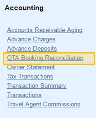 MyPMS Accounting Reports | OTA Reconciliation Report