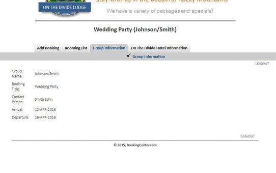 Group Booking Engine Group Information