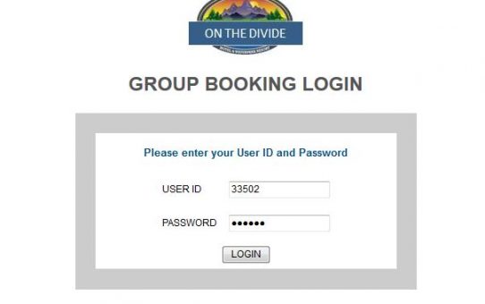 Group Booking Engine Log in example