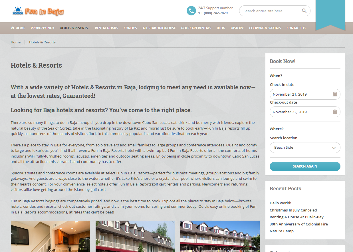 Wordpress Portal BookingCenter Resorts